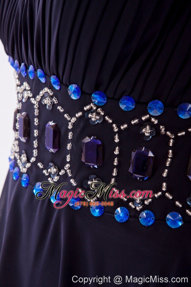 wholesale black empire one shoulder floor-length chiffon beading prom dress