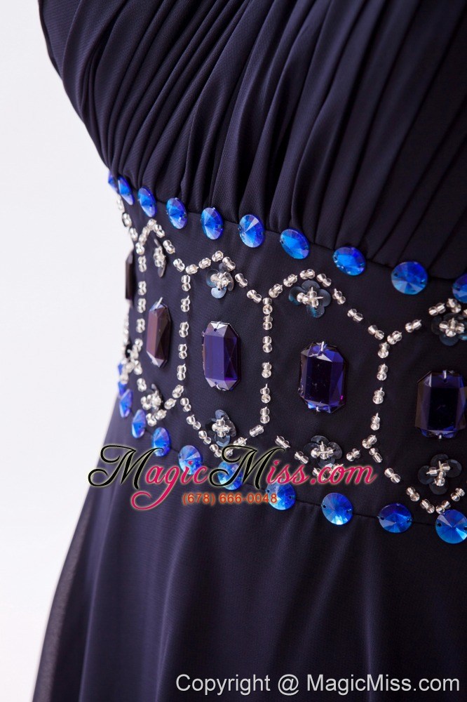 wholesale black empire one shoulder floor-length chiffon beading prom dress