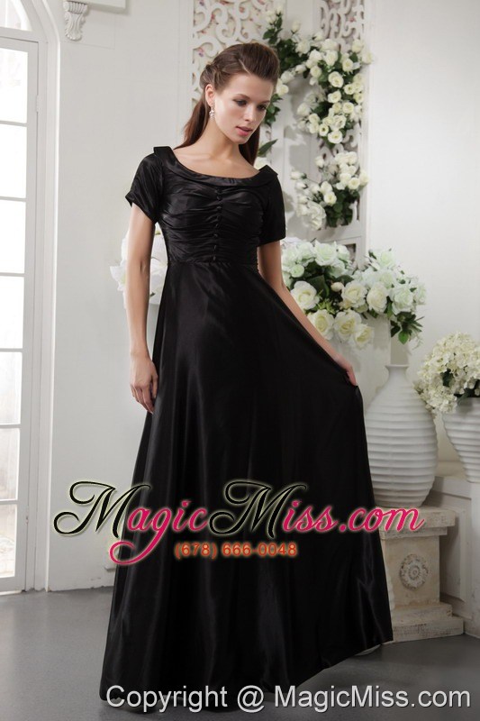 wholesale black column scoop floor-length taffeta mother of the bride dress