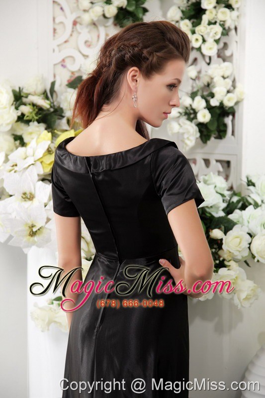 wholesale black column scoop floor-length taffeta mother of the bride dress