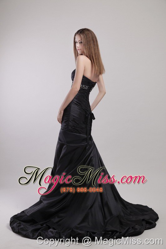 wholesale black mermaid sweetheart court train taffeta beading prom / evening dress
