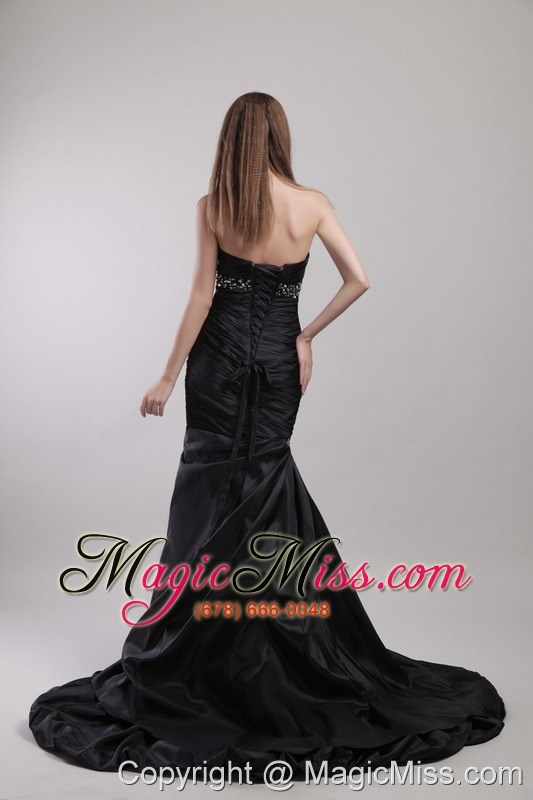 wholesale black mermaid sweetheart court train taffeta beading prom / evening dress