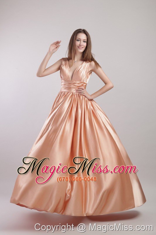 wholesale elegant empire v-neck floor-length taffeta prom dress