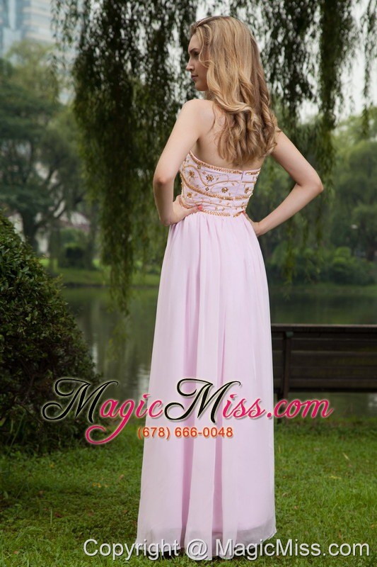 wholesale pink empire sweetheart floor-length chiffon beading prom dress