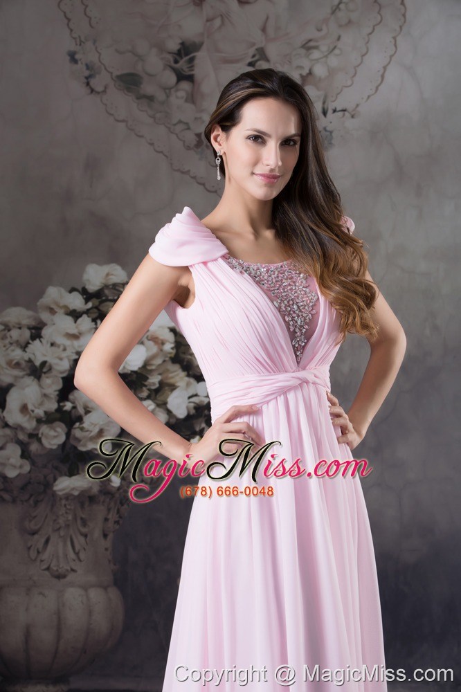 wholesale empire prom dress with long beading cap sleeves scoop neck