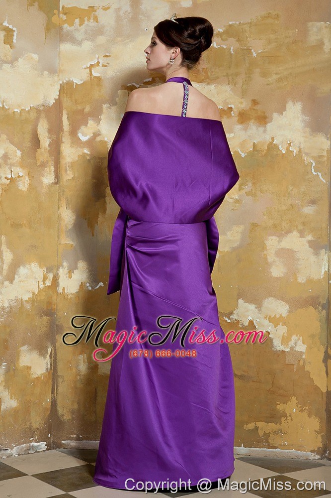 wholesale purple column v-neck floor-length taffeta beading prom dress