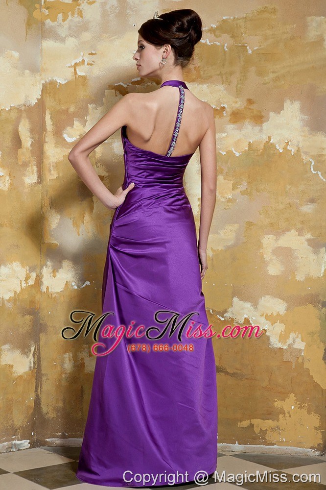 wholesale purple column v-neck floor-length taffeta beading prom dress