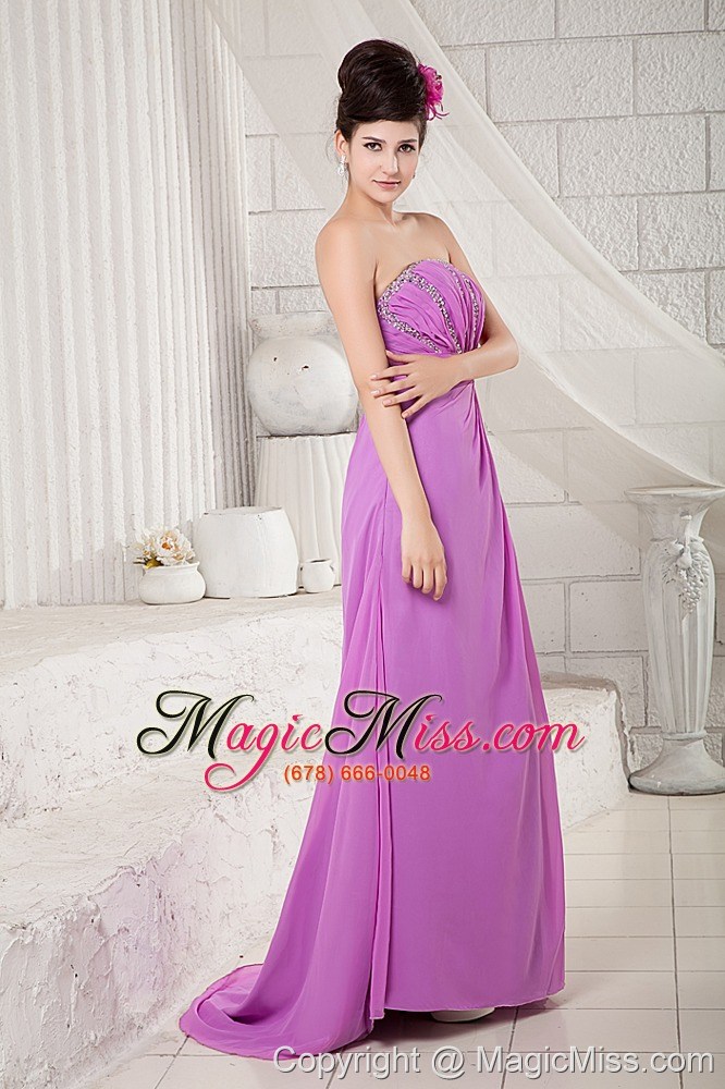 wholesale lavender empire strapless chiffon beading prom dress