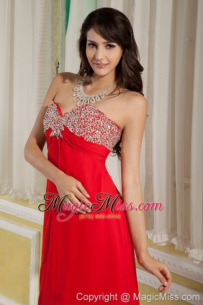 wholesale luxurious red empire prom dress sweetheart chiffon beading floor-length