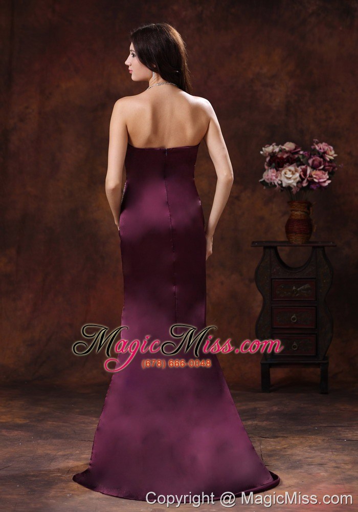 wholesale northport alabama dark purple beaded decorate on satin mermaid mother of the bride dress with brush train