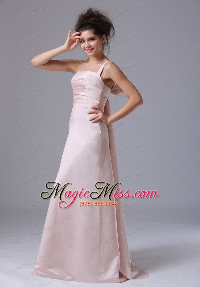 wholesale pink one shoulder 2013 prom dress taffeta ruched column