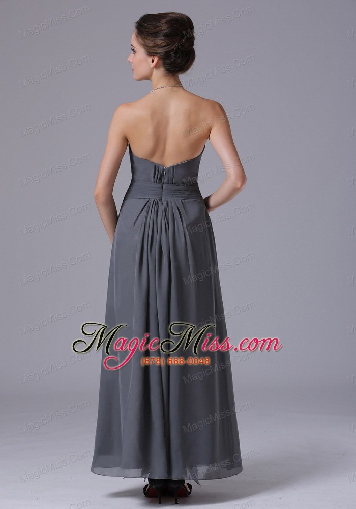 wholesale grey sweetheart simple chiffon ankle-length homecoming bridesmaid dress