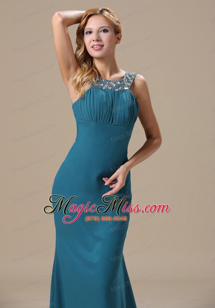wholesale teal scoop mother of the brides dress with beaded decorate shoulder in atlanta chiffon