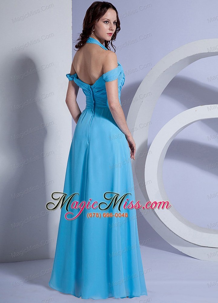 wholesale ruching decorate bodice aqua blue chiffon floor-length 2013 prom dress