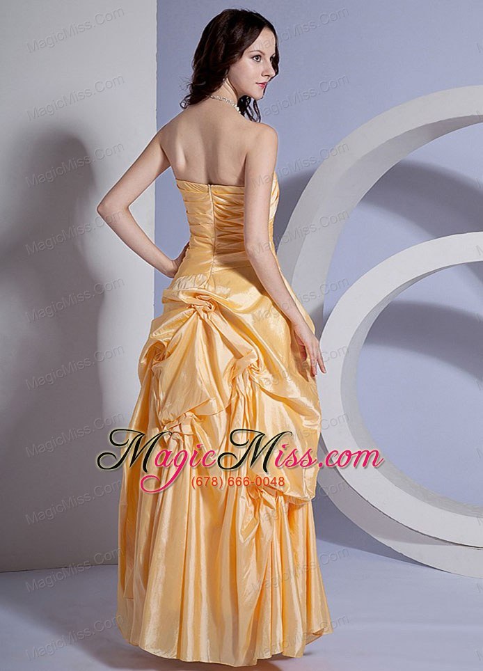 wholesale appliques decorate bodice yellow taffeta ankle-length 2013 prom dress