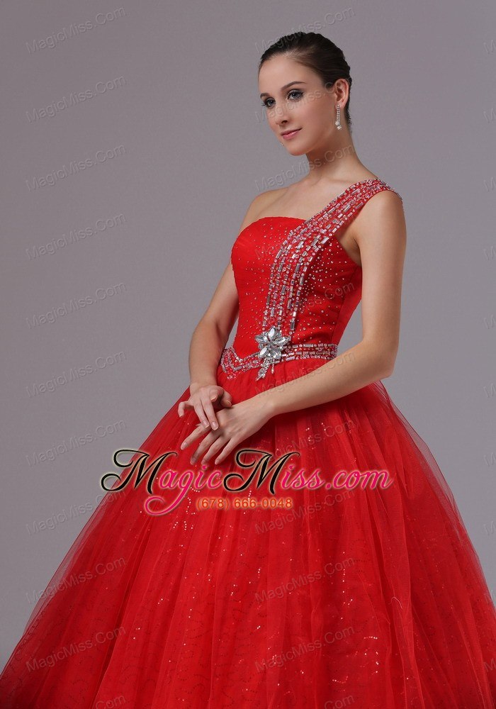 wholesale paillette red quinceanera dress with beaded decorate one shoulder in campbell california