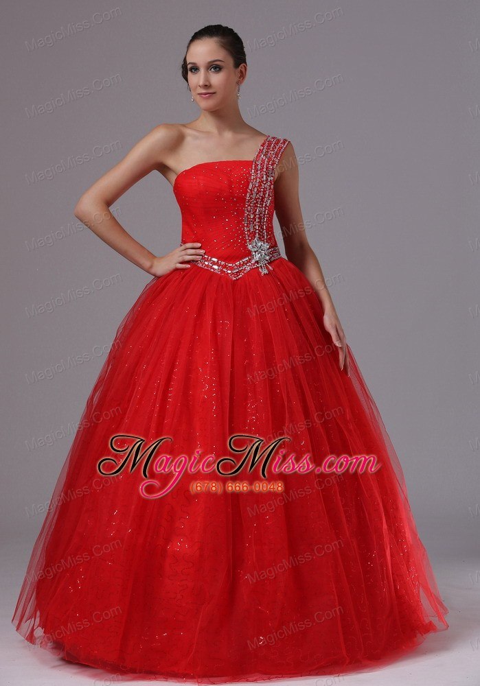 wholesale paillette red quinceanera dress with beaded decorate one shoulder in campbell california