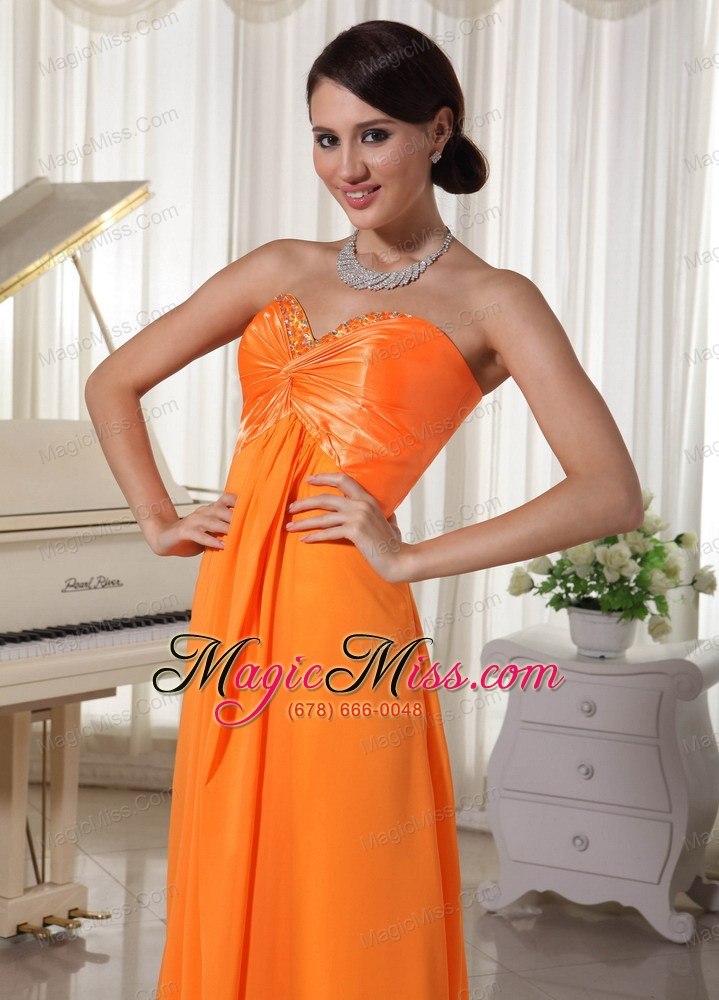wholesale pretty orange sweetheart beaded prom / evening dress satin and chiffon