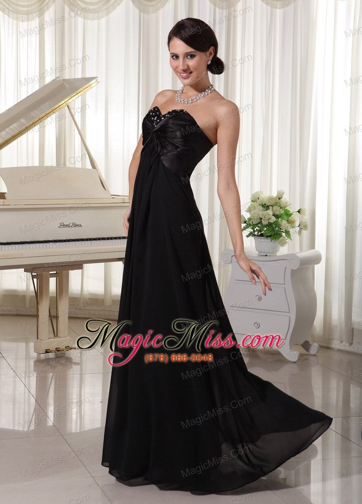 wholesale sweetheart beaded black satin and chiffon modest dress for formal evening