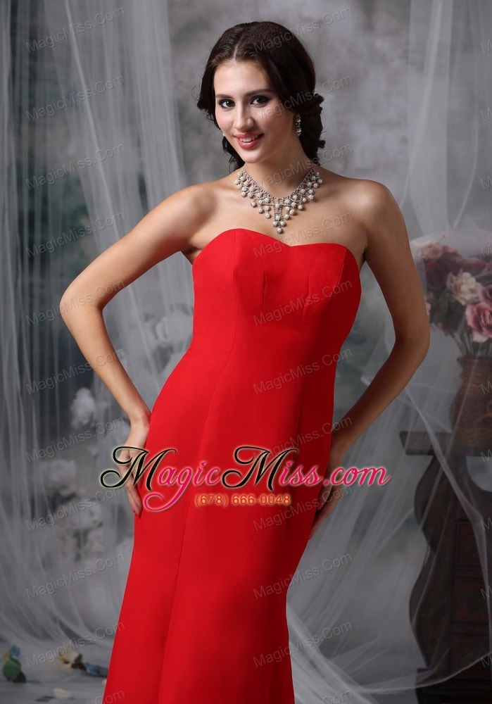 wholesale fashionable red evening dress mermaid sweetheart chiffon and floor-length