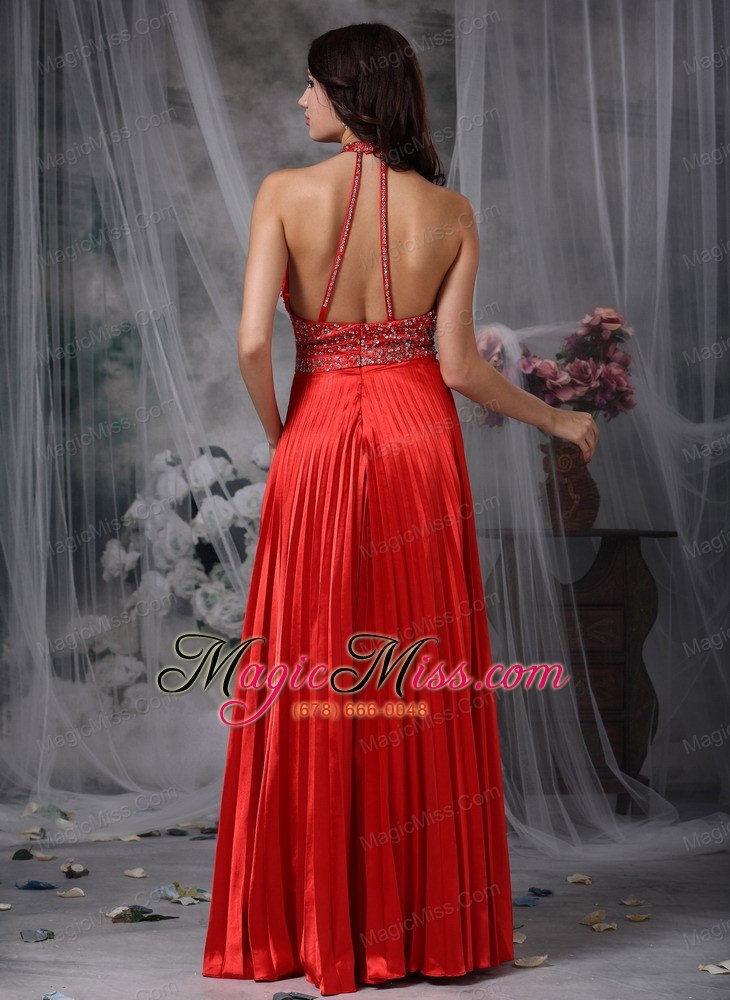 wholesale red a-line high-low floor-length elastic woven satin beading prom dress