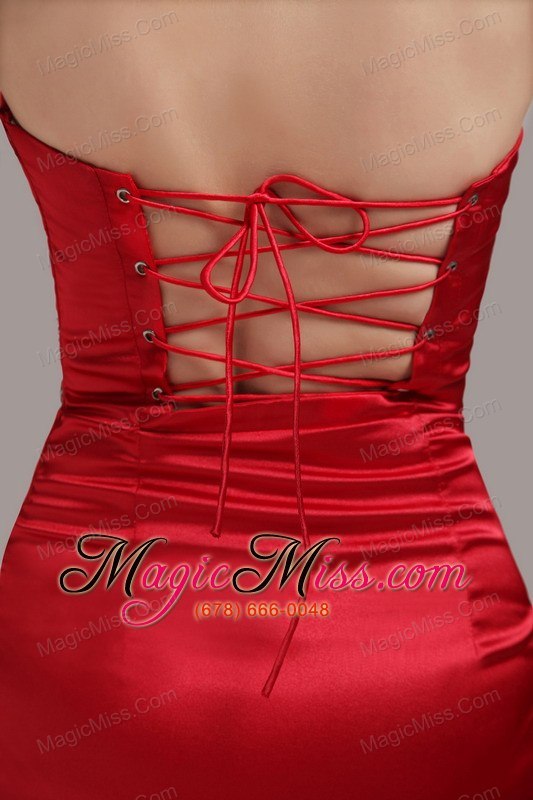 wholesale red column/sheath strapless mini-length taffeta beading prom dress