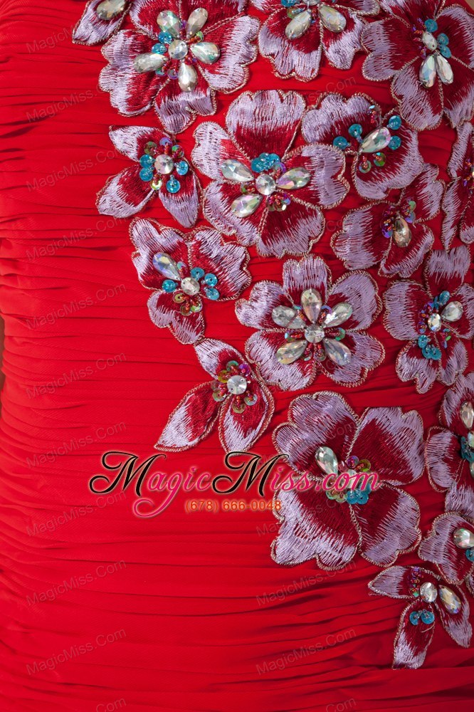 wholesale red column / sheath strapless beading short prom dress mini-length chiffon