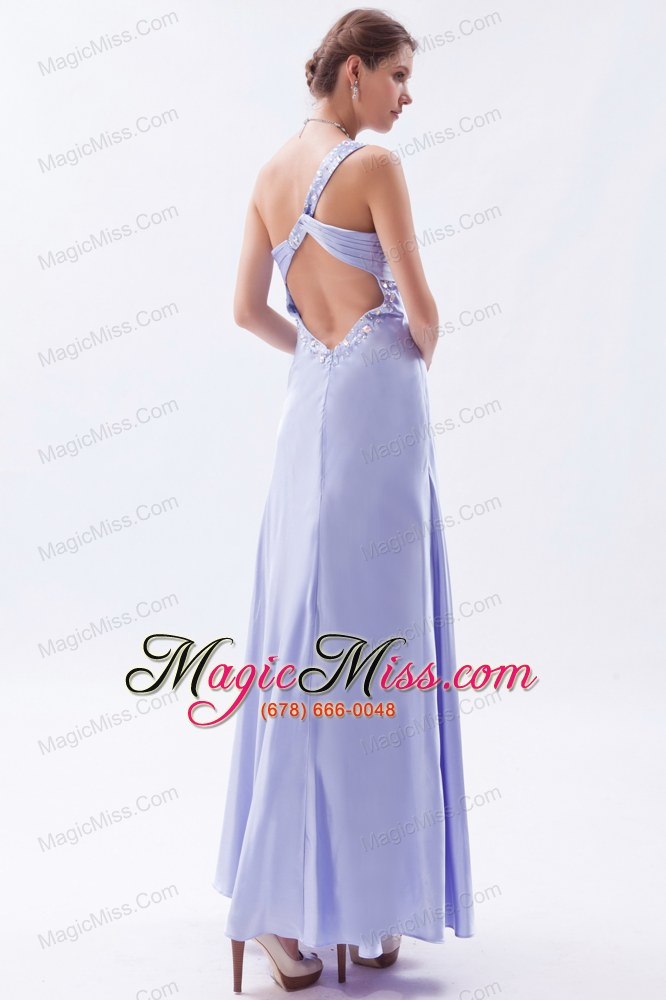wholesale lilac empire one shoulder ankle-length chiffon beading prom dress