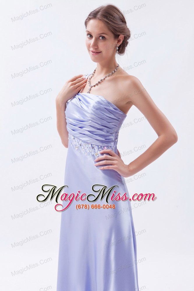 wholesale lilac empire one shoulder ankle-length chiffon beading prom dress