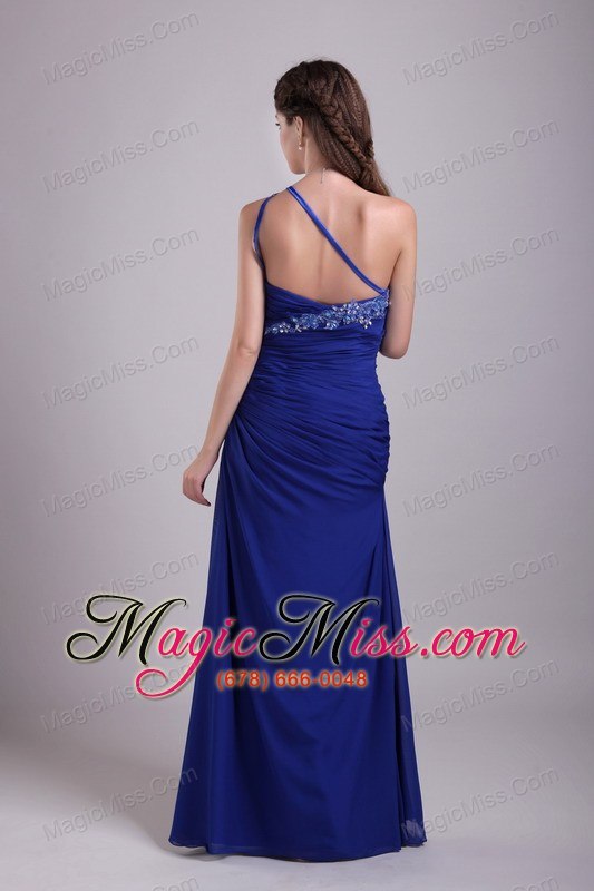 wholesale blue column/sheath one shoulder floor-length chiffon appliques prom dress