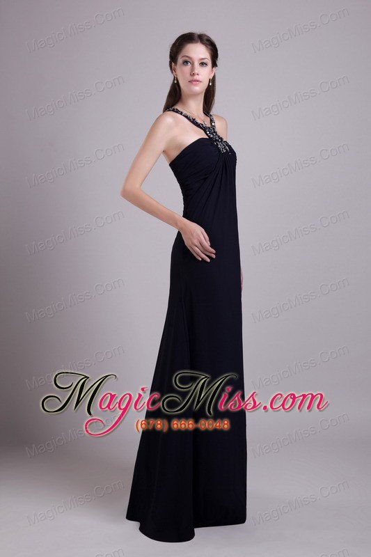 wholesale black empire scoop floor-length chiffon beading prom / evening dress