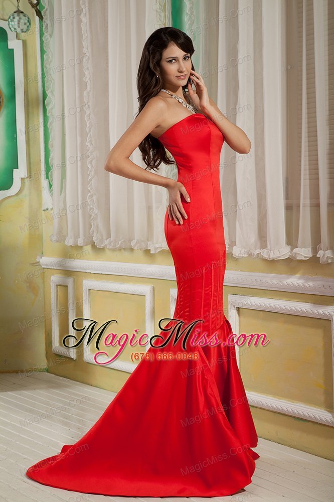 wholesale 2013 red mother of the bride dress mermaid strapless satin brush train