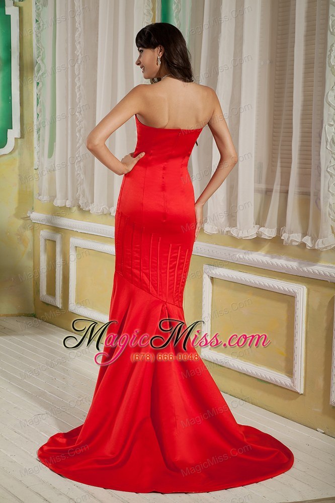 wholesale 2013 red mother of the bride dress mermaid strapless satin brush train