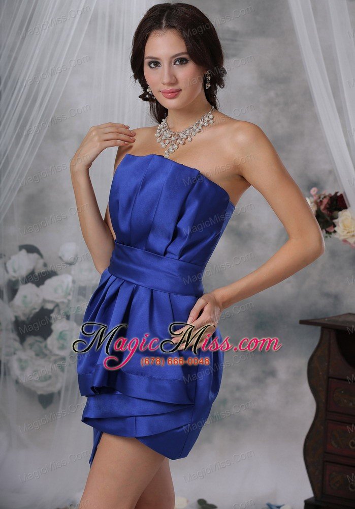 wholesale royal column / sheath strapless mini-length taffeta ruched prom dress