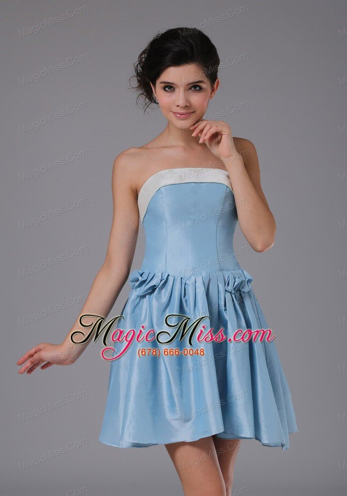 wholesale simple a-line / princess taffeta strapless mini-length light blue homecoming dress