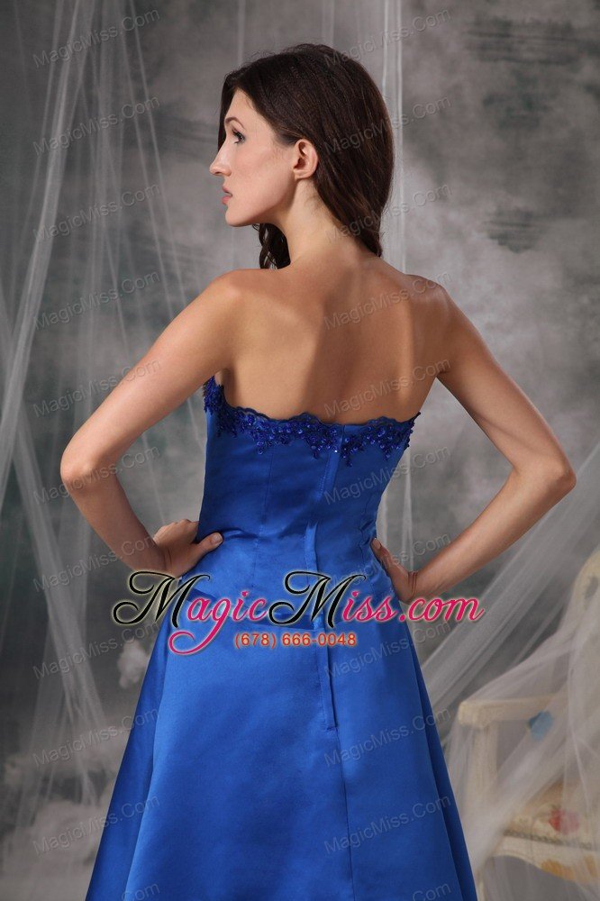 wholesale beautiful blue a-line / princess strapless homecoming dress taffeta sashes / ribbons tea-length