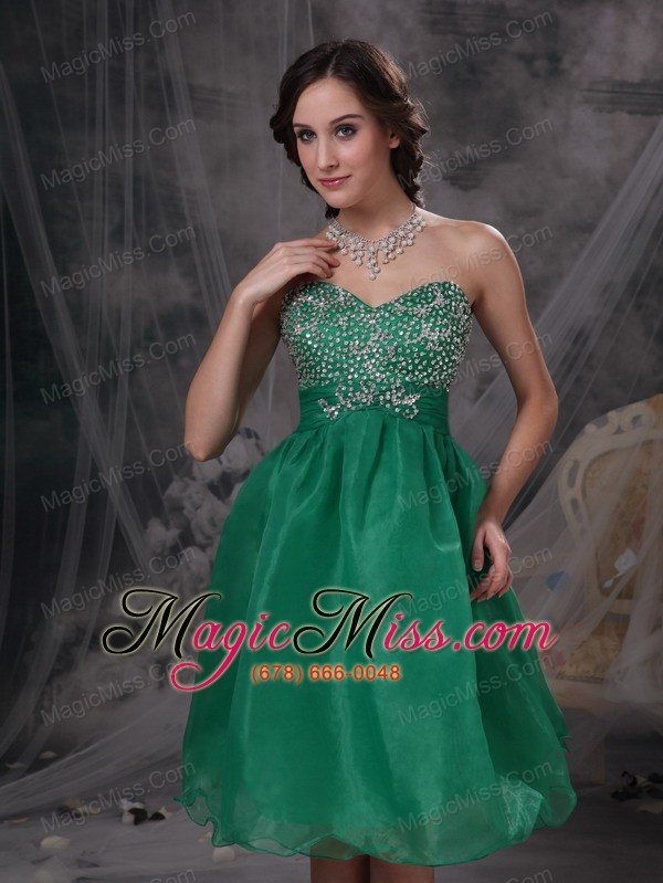 wholesale sweet green a-line sweetheart prom / homecoming dress organza beading knee-length
