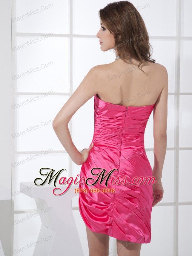 wholesale hot pink sweetheart neckline mini-length column ruching 2013 prom dress
