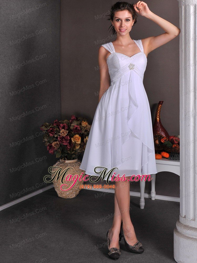 wholesale cute a-line straps knee-length short wedding dress chiffon beading