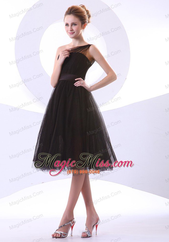 wholesale one shoulder black tulle a-line knee-length 2013 prom dress
