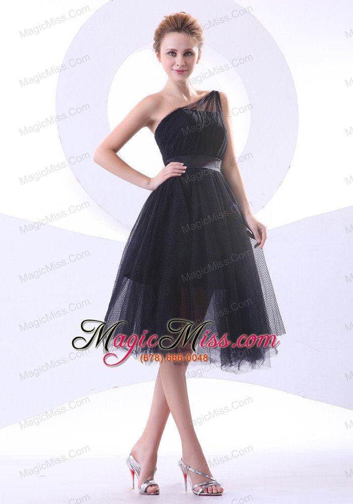 wholesale one shoulder black tulle a-line knee-length 2013 prom dress