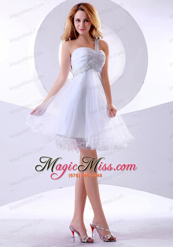 wholesale beading decorate one shoulder organza knee-length 2013 prom dress