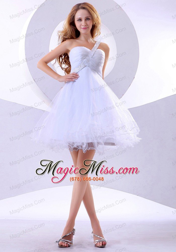 wholesale beading decorate one shoulder organza knee-length 2013 prom dress