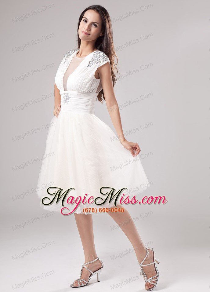 wholesale a-line scoop tea-length tulle beading 2013 prom dress