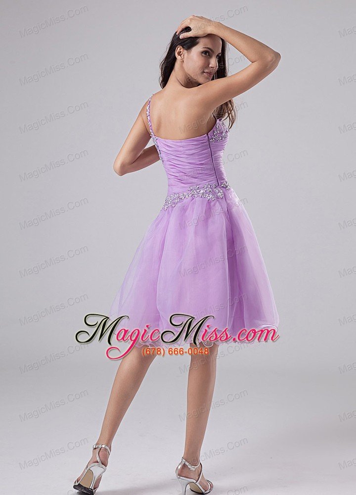 wholesale 2013 popular one shoulder prom homecoming dress lavender appliques and ruched bodeice