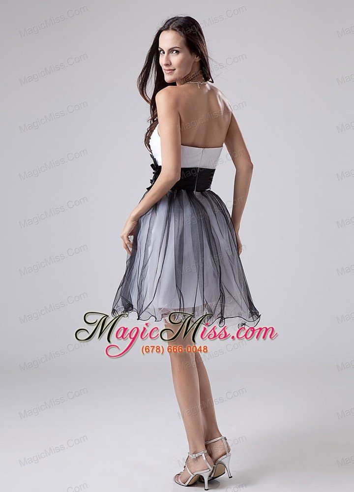 wholesale 2013 prom dress white and black sweetheart with sash and ruch