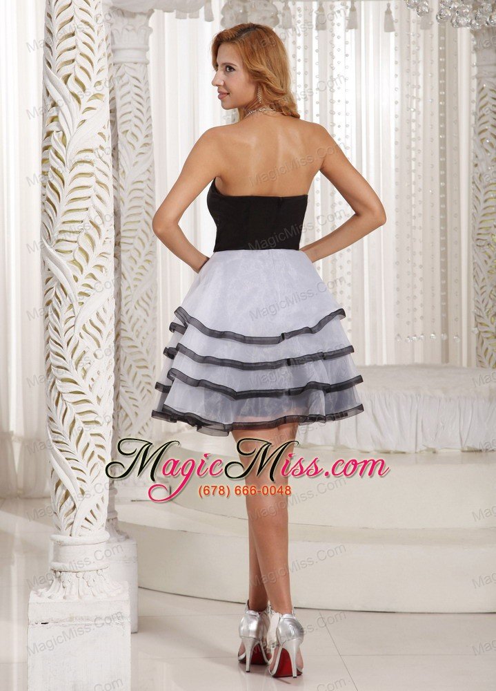 wholesale ruffled layers a-line customize cocktail dress with black and white for summer