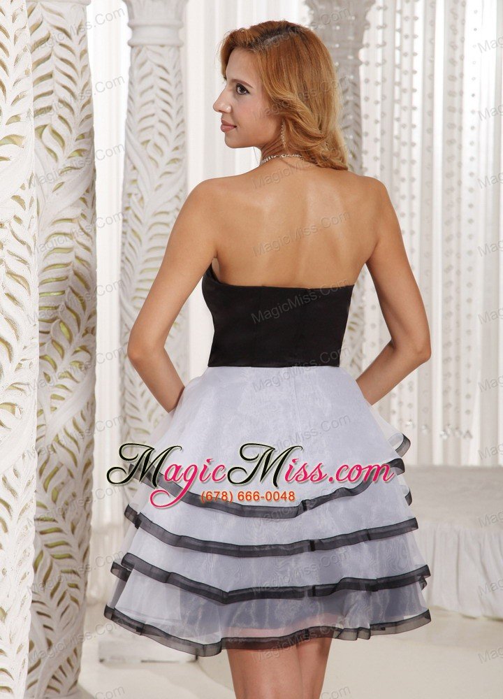 wholesale ruffled layers a-line customize cocktail dress with black and white for summer