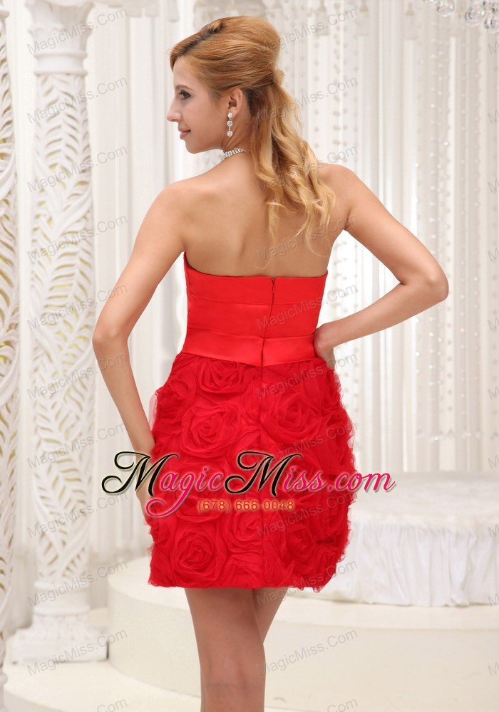 wholesale lovely red prom / homecoming dress for 2013 fabric with rolling flower and taffeta with sweetheart neckline