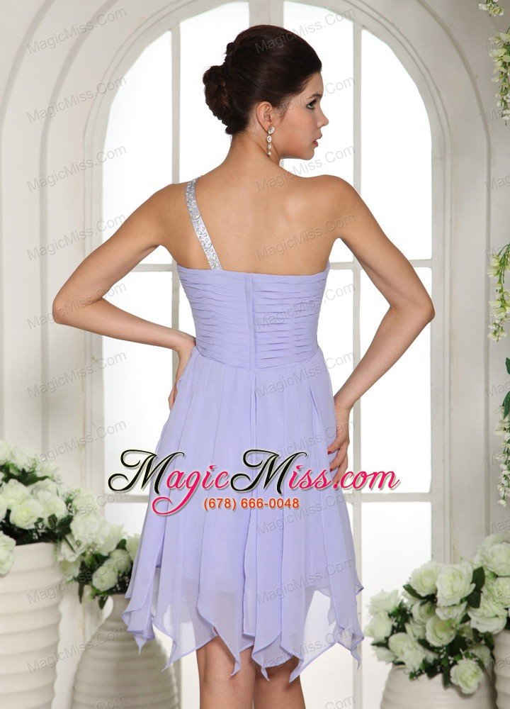 wholesale lilac beaded decorate one shoulder mini-length chiffon 2013 homecoming / cocktail dress